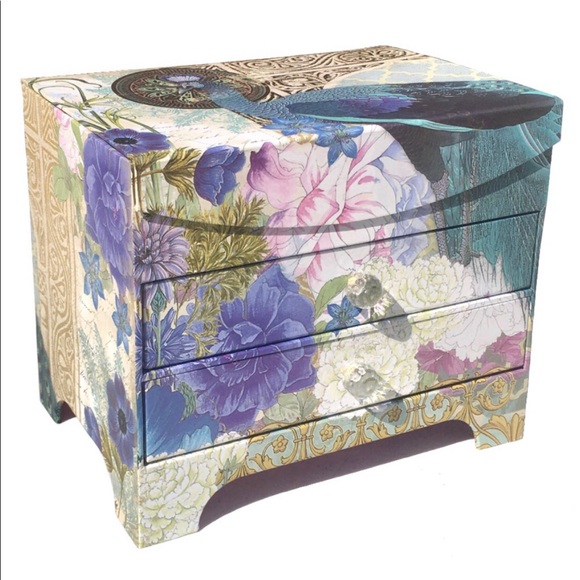 Peacock Jewelry Dresser Organizer Box with Mirror - Picture 1 of 7